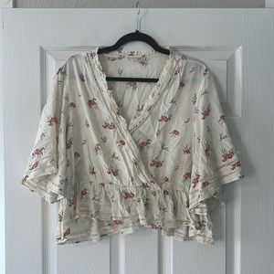 White Flowy top w/ floral